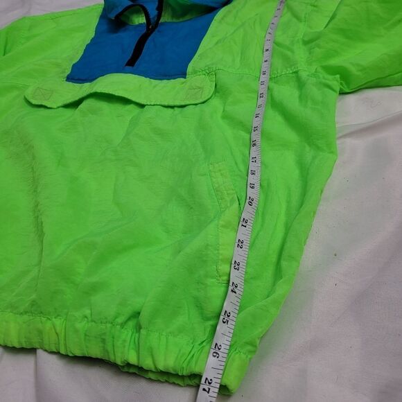 VINTAGE 90s neon florescent pullover quarter zip windbreaker‎ jacket XL - Picture 10 of 10